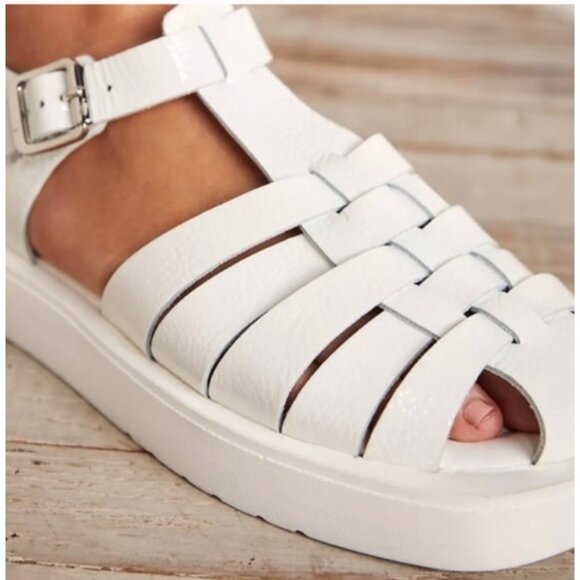 Free People Finn Fisherman Platform Italian Leather Sandals in White Size EU 39 - Picture 3 of 10
